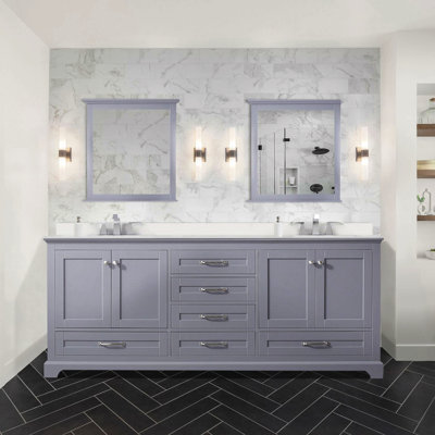 Meuble-lavabo double 80 po X P 22 po D, plateau en marbre de culture et ensemble de robinet