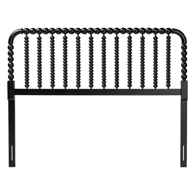 Baxton Studio Finley Turned Bobbin Headboard - Crafted Wood Panel with Decorative Spindle Design for Cottage Farmhouse Bedroom, Queen, Black