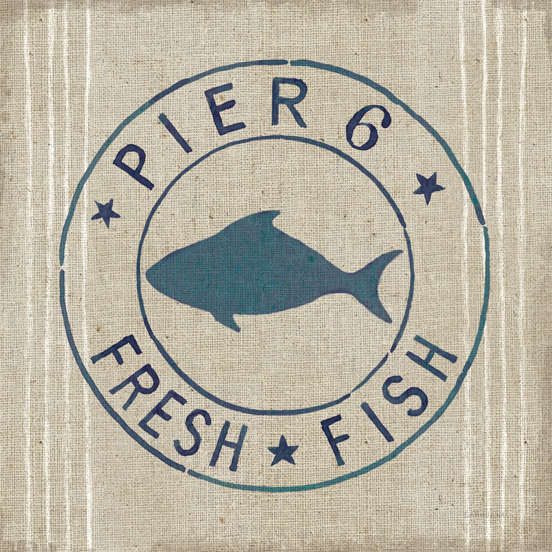 Floursack Nautical VIII Fish Burlap by Danhui Nai - Wrapped Canvas Painting, 30cm H x 30cm W