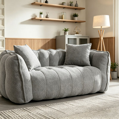 Soft beanbag chair with high resilience foam core for two people. The comfortable square recliner sofa is ideal for family members and friends engaged in games, reading, watching TV