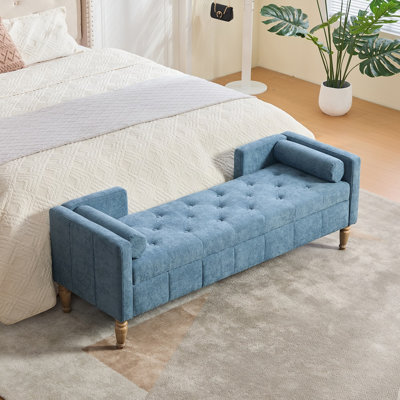 Banc de rangement à dessus rabattable en chenille l 64,6 po Laura