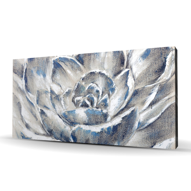 Grey and Blue Flower - Contemporary Canvas for Home Decor