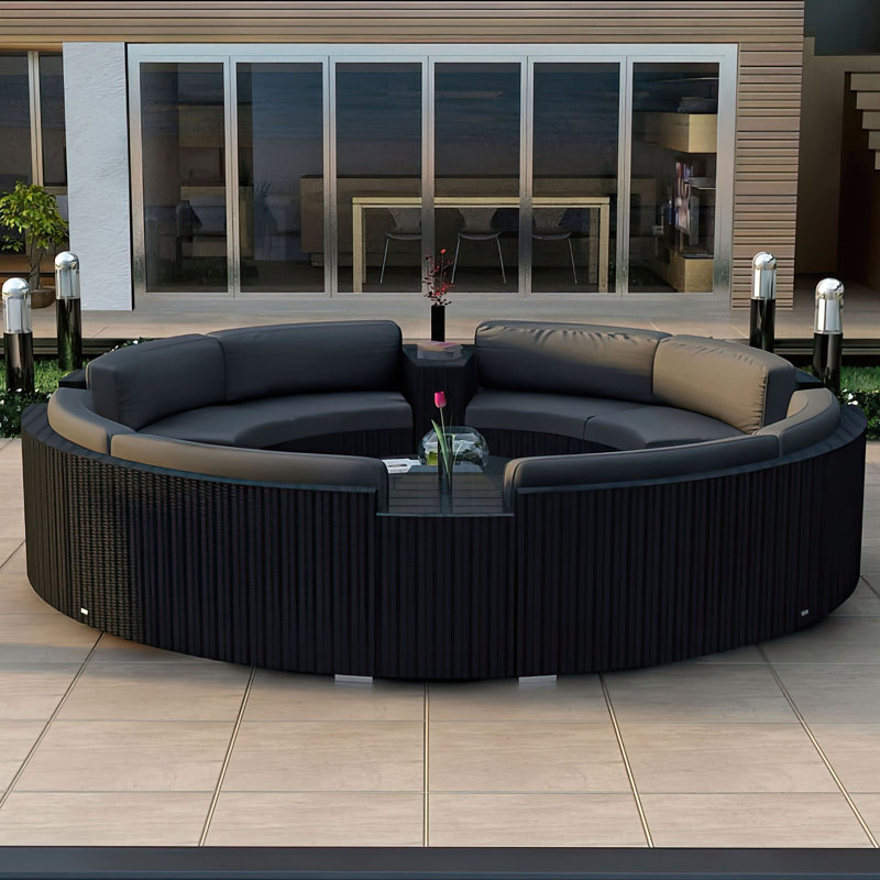 Ensemble modulaire Sunbrella avec coussins 7 pièces Suffern, Toile gris anthracite Sunbrella®