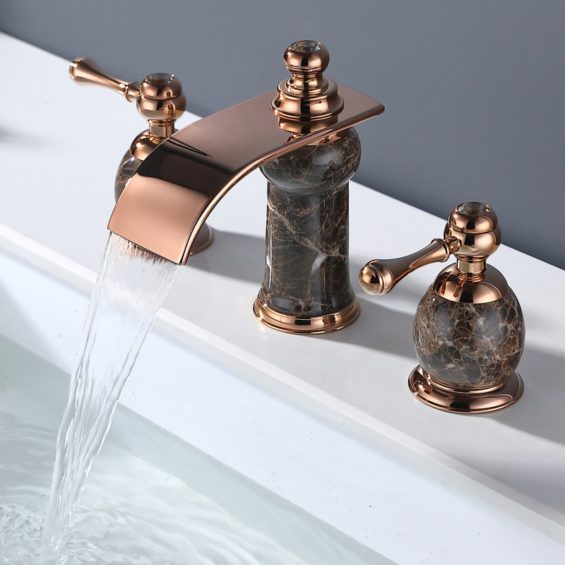 Widespread 2-handle Bathroom Faucet, Rose Gold/Marble