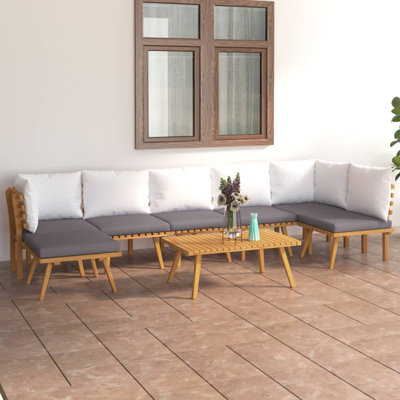 Ensemble de salon de jardin gris foncé et blanc