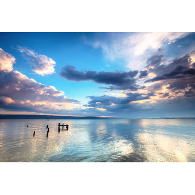 Sunset Over Lake by Valio84sl - Wrapped Canvas Print