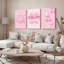 Ensemble de 3 tableaux sur toile tendue « Boule disco rose, cerises et étoiles »-973034686