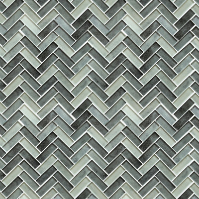 Misty Gray 11-In X 13-In Herringbone Glass Mosaic Wall Tile(0.95-Sq. Ft/ Piece)