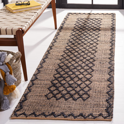 Aralin Natural Fiber Flat Weave Jute/Cotton Geometric Rug in Brown/Black