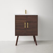 Mid-Century Open Storage Single Bathroom Vanity (24–49) - Acorn