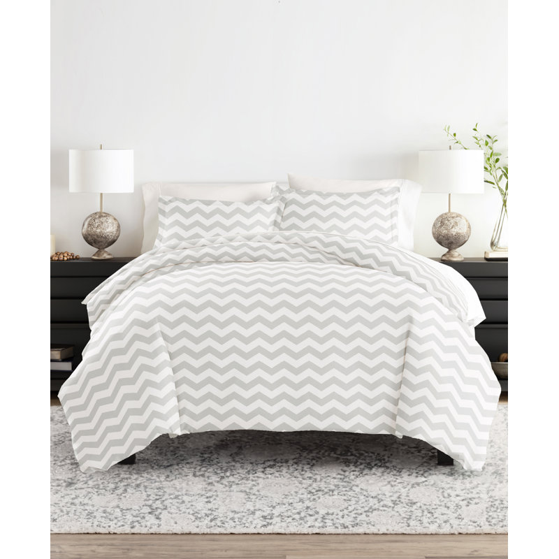 Becky Cameron Chevron Stripe Duvet Cover Set, Yellow, Queen Duvet Cover + 2 Shams