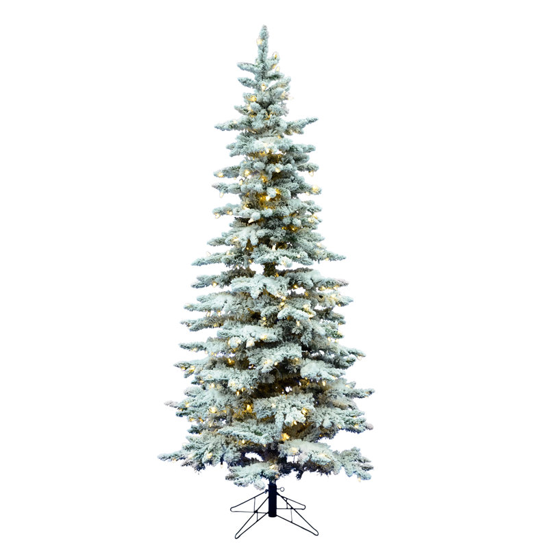 Utica Flocked Fir Slim Artificial Christmas Tree, 12' H