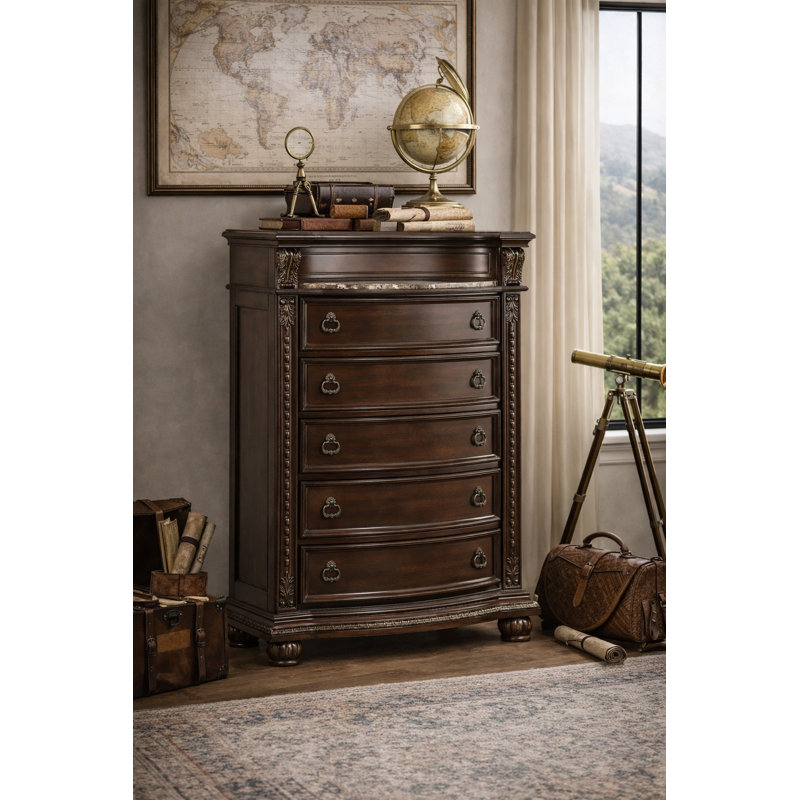 Anndrea 45'' W 5 - Drawer Dresser, Dark Cherry