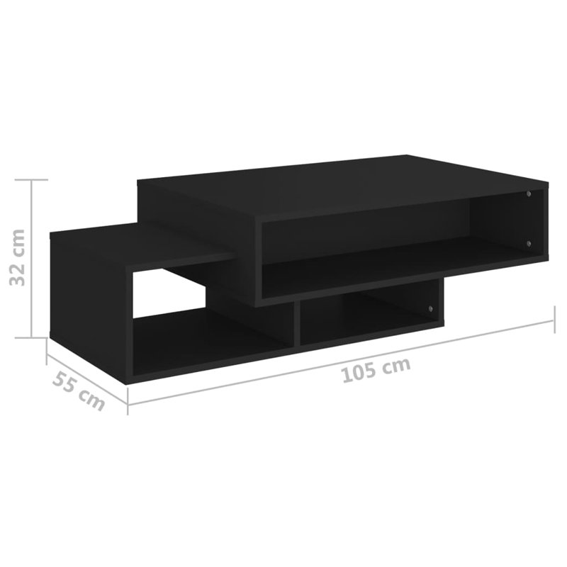 Godding Pedestal Coffee Table with Storage, Black