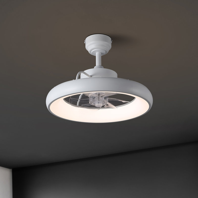 Harte 20" Modern Contemporary 6-Speed Metal Mobile-App/Remote-Controlled Dimmable Smart Integrated LED Ceiling Fan, White