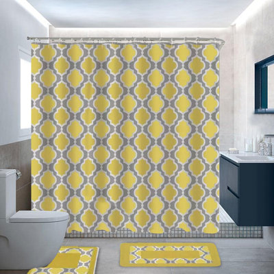Ensemble de salle de bain 15 pièces Ben & Jonah Beige Galaxy avec rideau de douche, tapis de bain et crochets de douche à bille roulante en métal - Rehaussez le décor de votre salle de bain - 100% polyester et lavable à la machine