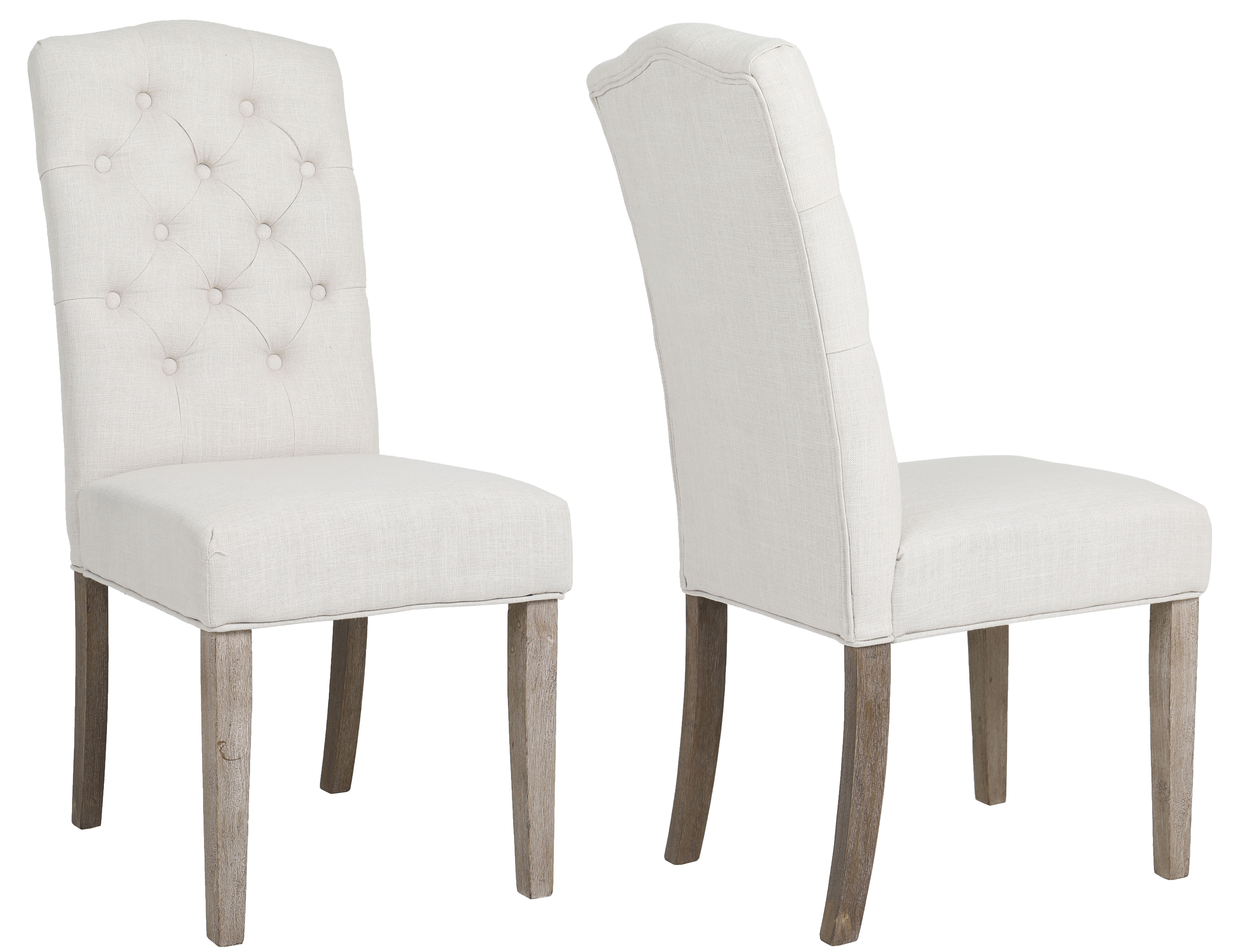 Ophelia & Co. Caille Linen King Louis Back Dining Chairs in Beige