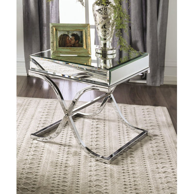 Amyah Mirrored Glass Top End Table