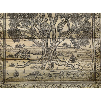 Peinture d'arbre avec des animaux et des oiseaux | Pattachitra, peinture sur feuille de palmier