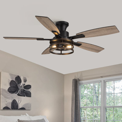 Ventilateurs de plafond encastrés de 52 pouces avec lumières et ventilateur de plafond à profil bas télécommandés noir et or