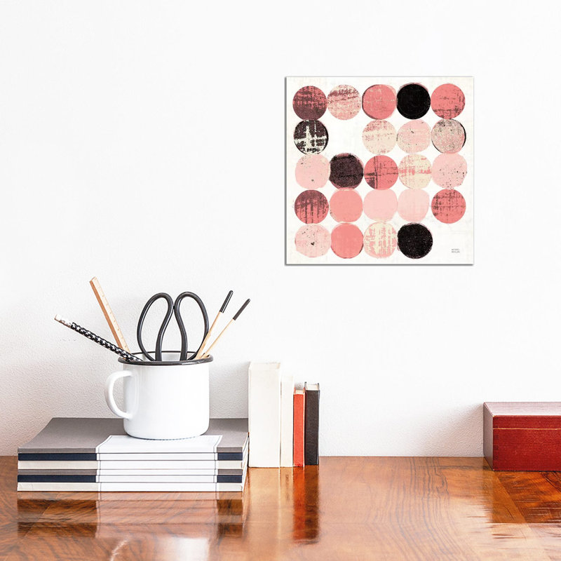 Dots II Square II Pink Black by Michael Mullan - Wrapped Canvas Print, 30.48 cm H x 30.48 cm W