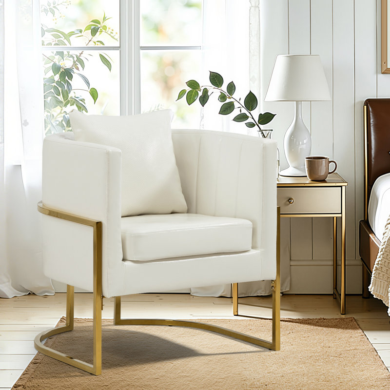Fauteuil demi-tonneau en similicuir, Blanc