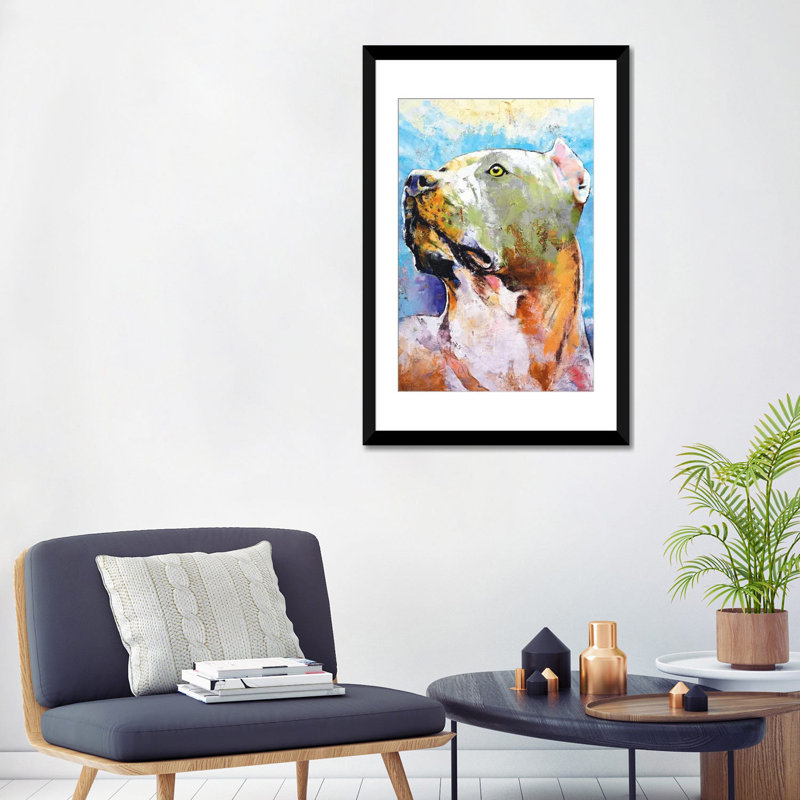 «Pit Bull», impression sur toile, Papier d'art encadré noir, Blanc, H 32 po x l 24 po x P 1 po