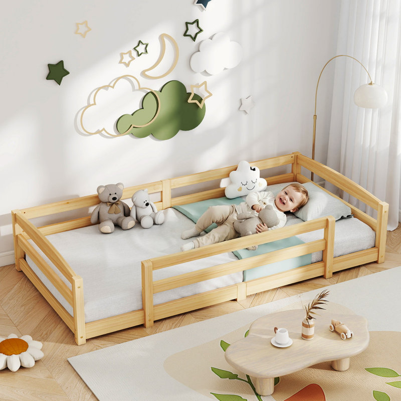 Double Entry Floor Bed, Tan, Twin