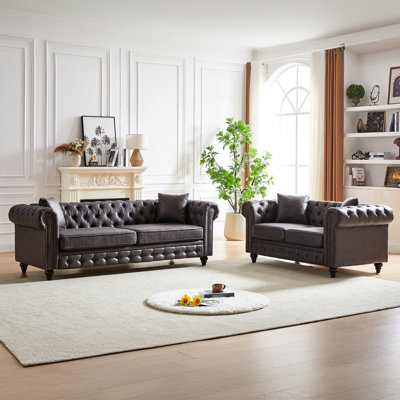 5 With Tech Fabric Seating And Wood Construction Spacious Home Dark Brown Legs