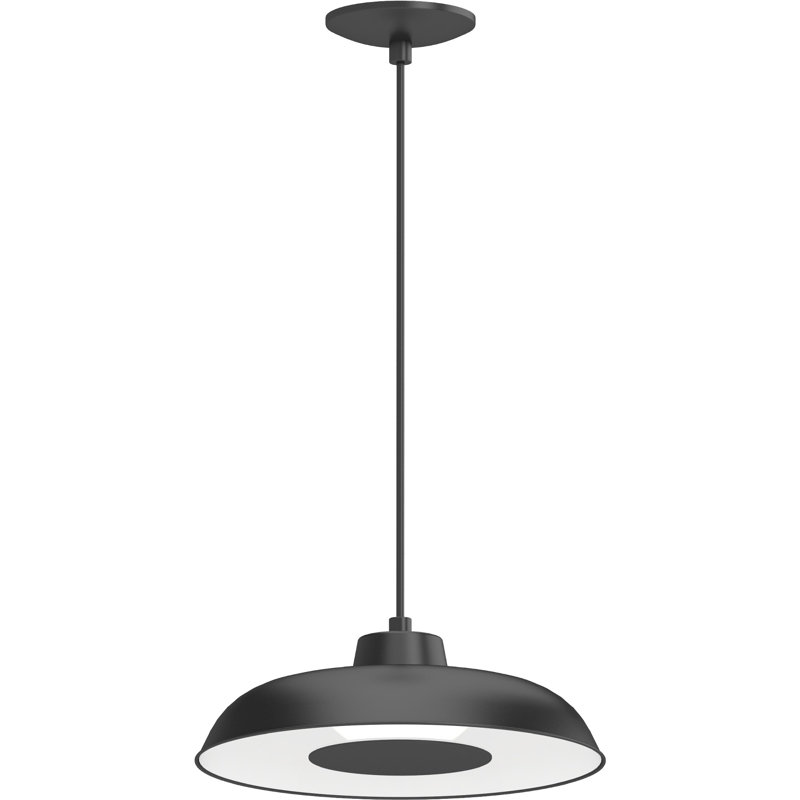 Black Satin LED Dome Pendant Light with Acrylic Shade