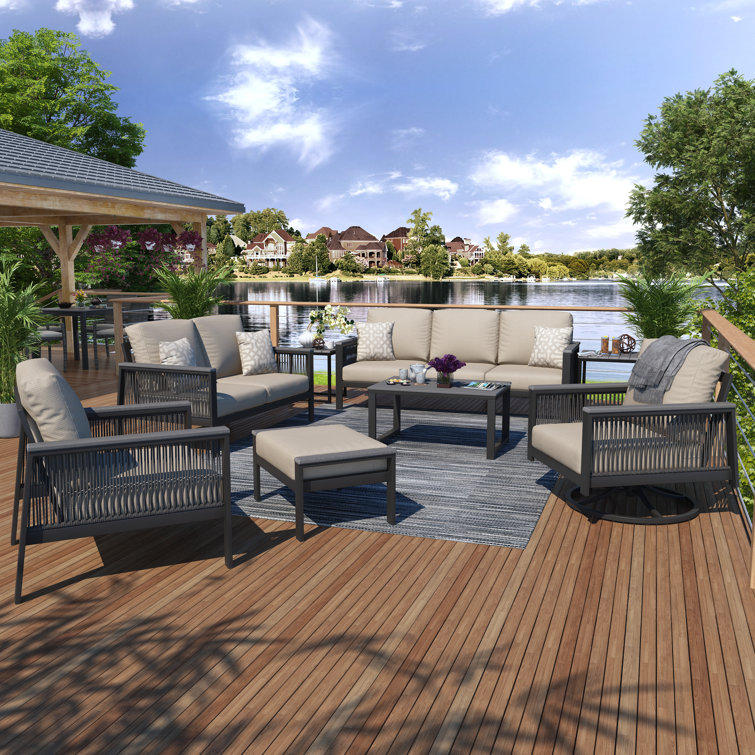 Townsend 8 - Person Patio Conversation Sets with Cushions