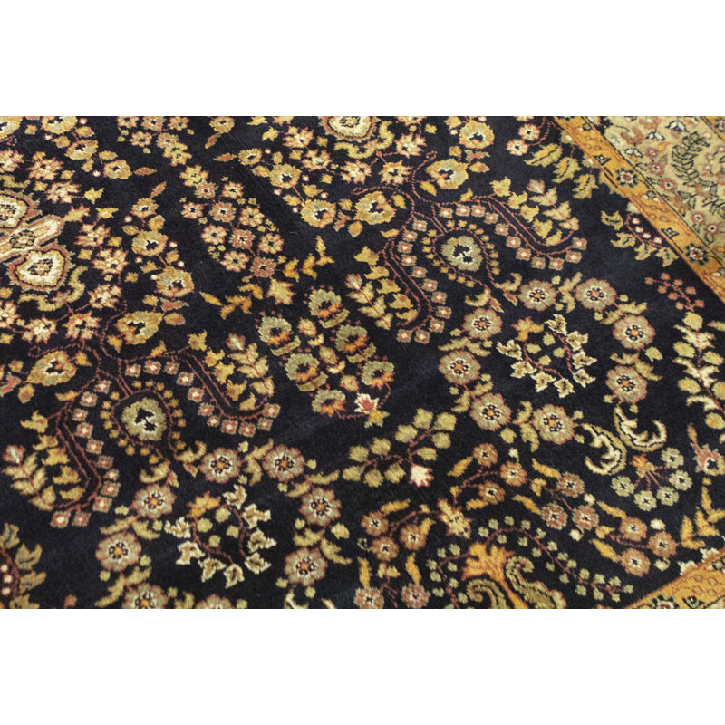 Tapis noir et noir de haute qualité noué à la main