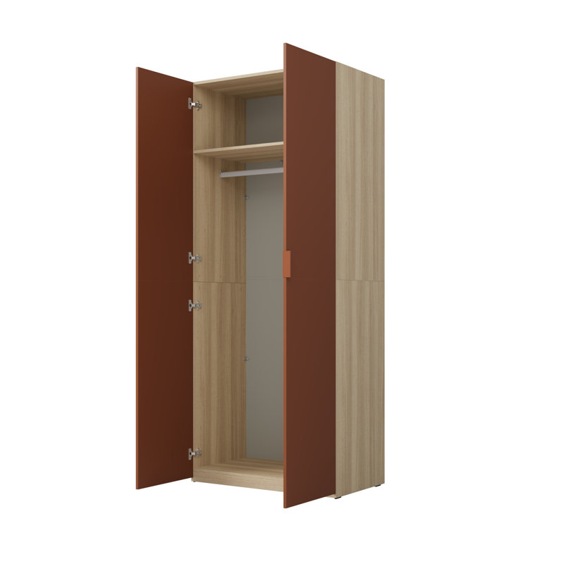 2 Door Laminate Wardrobe, Natural/Orange