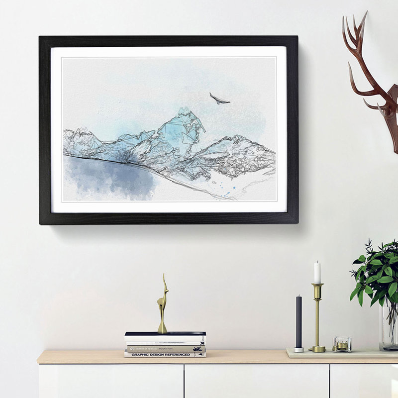 Eagle Flying by Mountain in Nepal - Picture Frame Graphic Art Print, 36cm H x 48cm W x 2cm D, Black Framed