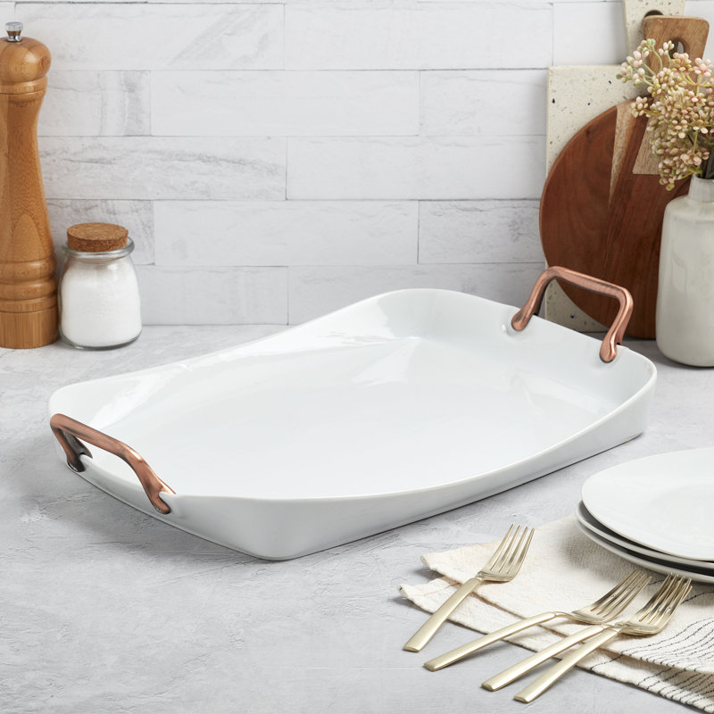 Denmark Porcelain Tray, 2" H x 19.5" W x 19" L