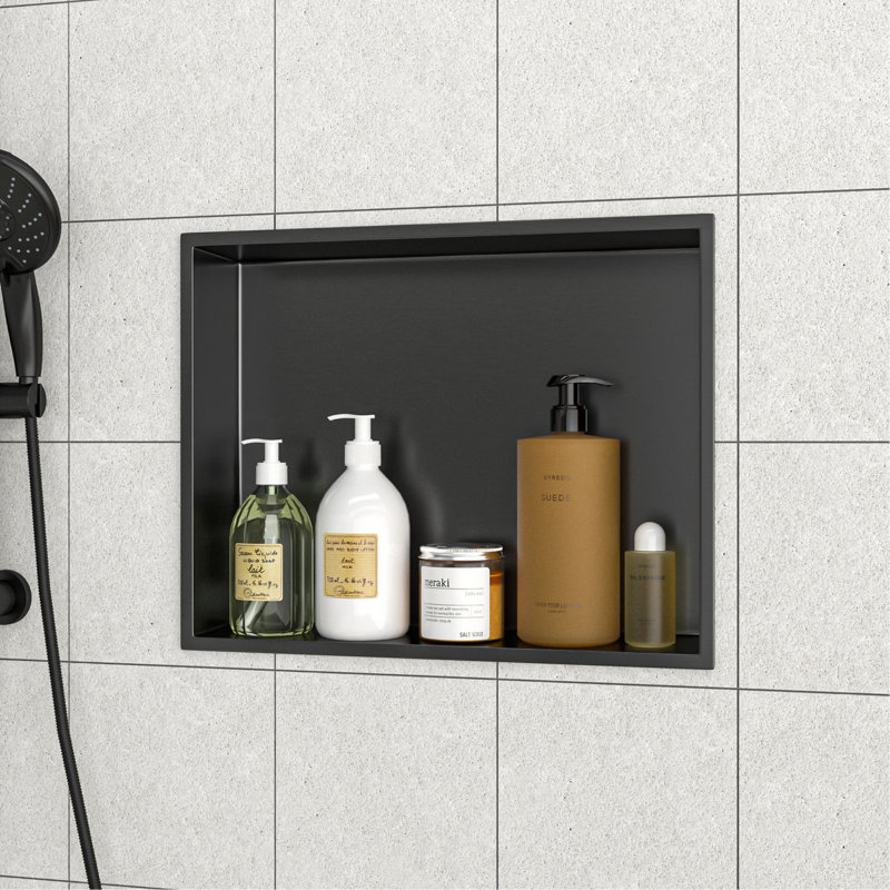 19" X 15" Stainless Steel Shower Niche, 3.94" H x 15" W x 19" D, Gunmetal Black