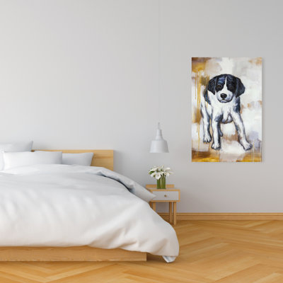 Curieux chiot - toile de bureau brune pour la décoration intérieure