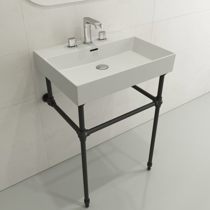 Milano 23.82'' L Bathroom Sink, Matte White, Single-Hole