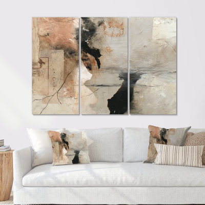 «Black and Grey Brushstroke», ensemble de décorations murales abstraites