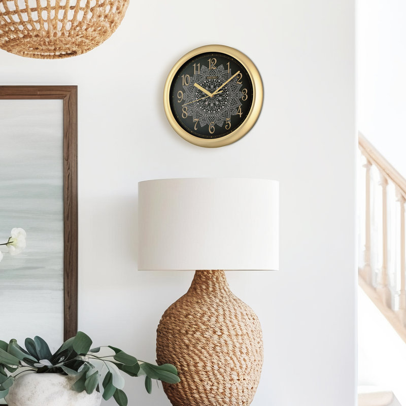 QHA018GLH Traditional Wall Clock, Gold, Black