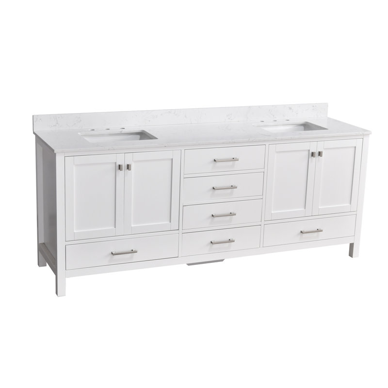 Angela 84" Double Bathroom Vanity Set, White