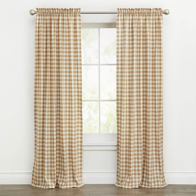 Paire de rideaux semi-transparents avec passe-tringle Ramillies, Taupe/beige, l 42" x L 84"