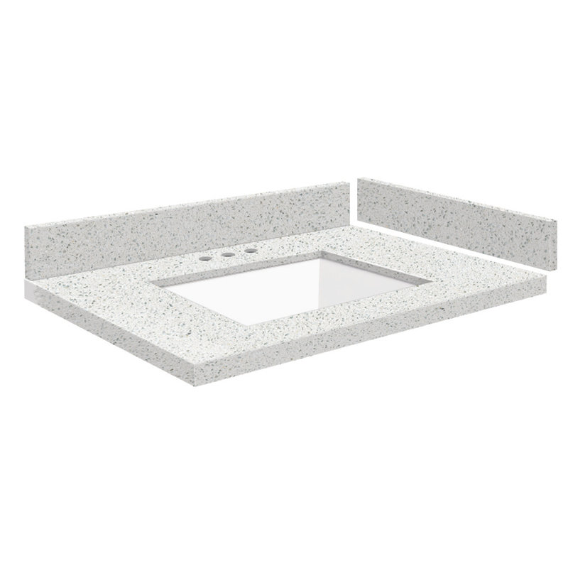30.75'' Quartz Single Bathroom Vanity Top with Sink, Statuario