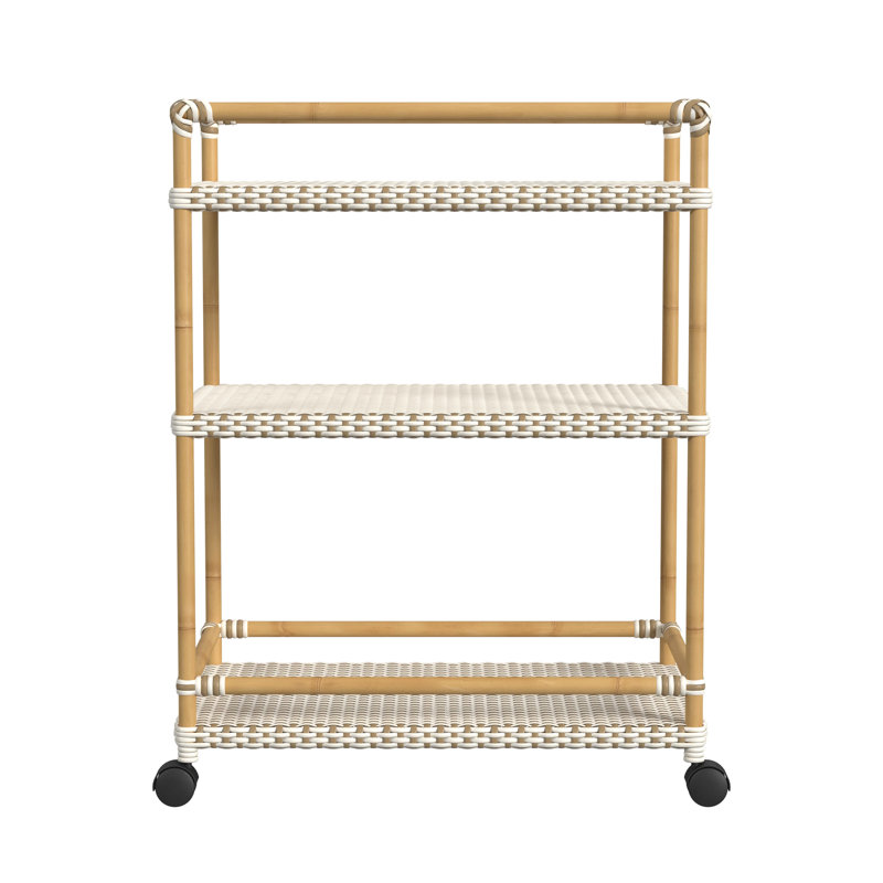 Chariot-bar Ellie avec matériau extérieur en métal, Beige et blanc