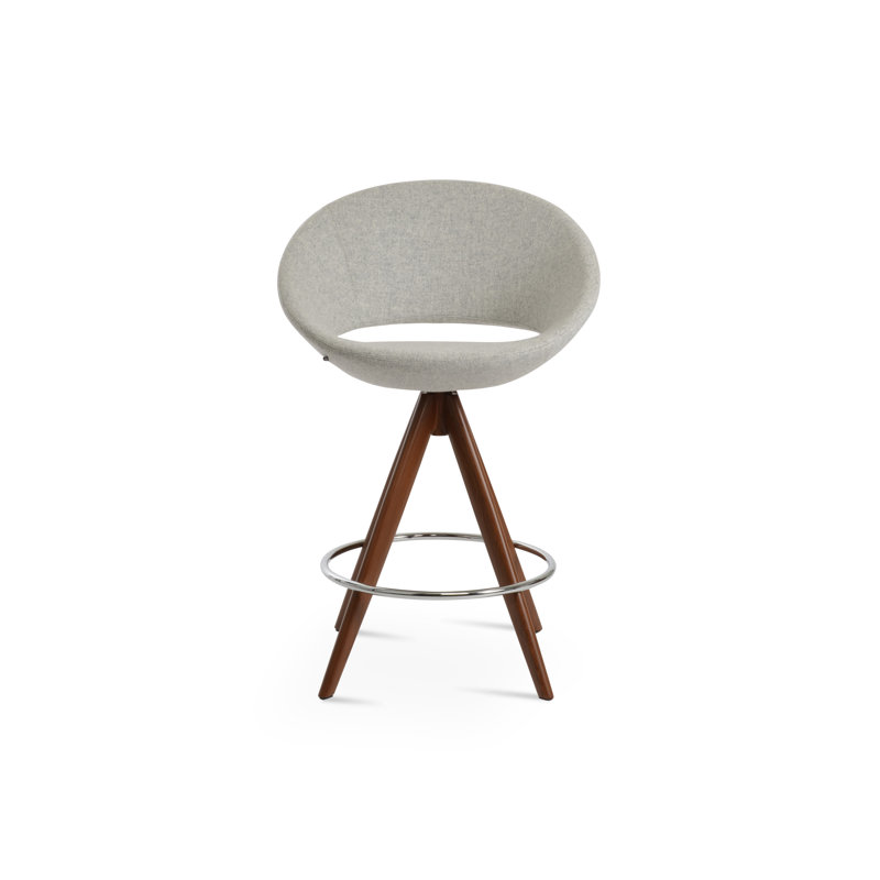 Tabouret pivotant Crescent Pyramid, Naturel, Orange W., 24 po de hauteur de comptoir