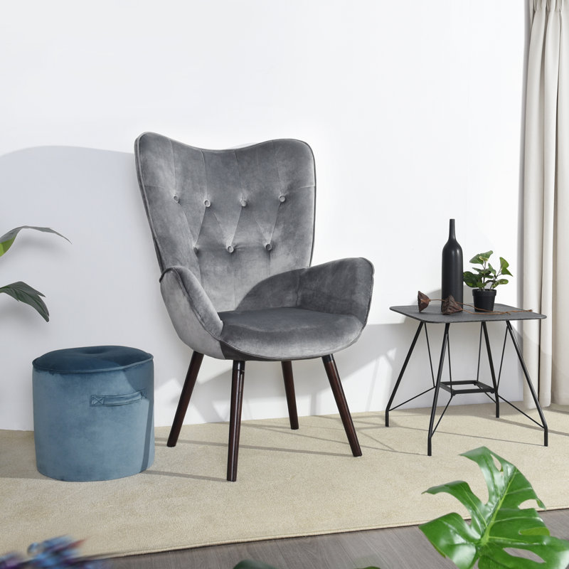 Garmon Velvet Armchair, Grey