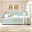 Lit de jour double, lit de jour rembourré en vichy équipé d'une base de lit gigogne escamotable et d'une pochette de rangement latérale, canapé-lit multifonctionnel en bois massif pour chambre d'enfant et chambre d'amis - Cyan-363208636