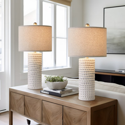 Anazagene Modern Ceramic Table Lamp Set, Suitable For Living Room, Bedroom, Office