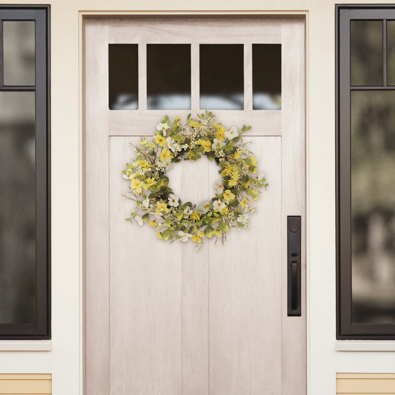 Couronne de marguerite artificielle 24 po et cornouiller   , H 24 po x l 24 po x P 5 po