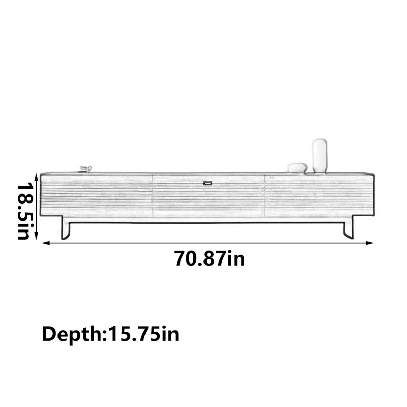 Meuble télé de luxe rétro, 70.87", Burlywood